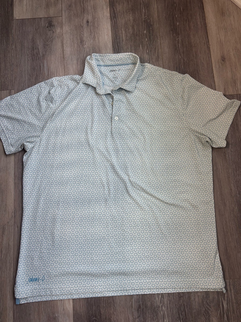 johnnie-O Light Blue Geometric Print Collared Shirt